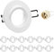 Doughelec 12er Einbaustrahler Rahmen Schwenkbar mit GU10 Fassung, Weiß Einbaurahmen Aluminium Deckenspots, Rund Flach LED Spots Einbauspots Einbaustrahler 68mm lochmass für Decke 60-75mm 230V
