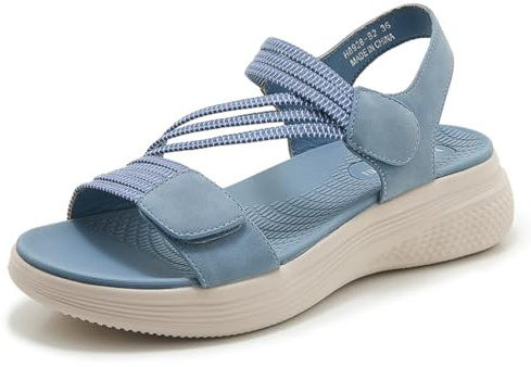 SMajong Sandali Sportivi da Donna Sandalo con Supporto Arco Plantare Comode e Regolabili Piatto Sandali Scarpe Estivi da Trekking da Spiaggia Blu 37 EU