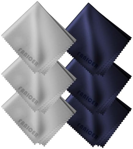 6 PCS Paños de Limpieza Reutilizable,paños de Limpieza de Microfibra Limpiable, Paños de Limpieza de Gafas para Pantallas, Lentes, Cámaras, Tabletas, Portátiles, Televisiones(Marina+Gris)