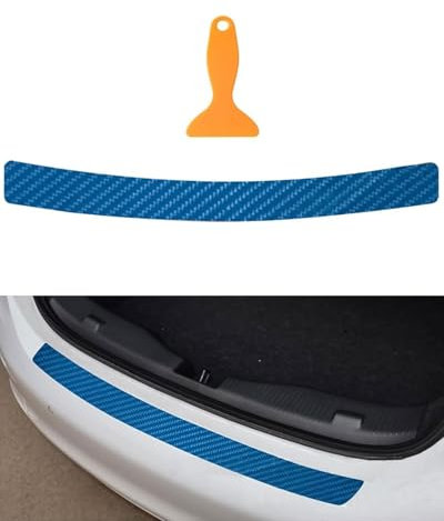 TPZORJX 1 pezzo Car Bumper Protector,3D Carbon Fibre Rear Bumper Pellicola protettiva,pellicola protettiva universale antigraffio in fibra di carbonio per auto,pellicola protettiva del bagagliaio(blu)