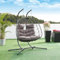 [en.casa] Hängesessel mit Gestell Skense für 2 Personen Outdoor Schaukelsessel mit Kissen max. 220 kg Balkon Indoor Hängeschaukel Polyrattan Hängestuhl Grau