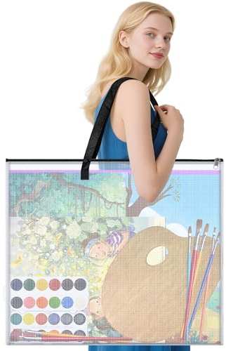 AKAYOK 20x26 inch Art Portfolio Bags, Artwork Storage Case with Handle and Zipper, Mesh Waterproof Folder Organizer for Bulletin Boards, Scrapbooks, Keepsake and Poster Storage
