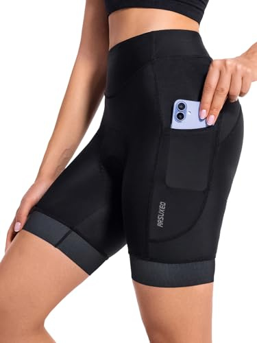 ARSUXEO Vadderade cykelshorts dam cykelshorts med vaddering cykelunderkläder 2 fickor