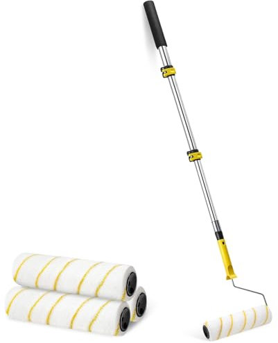 Rodillo de pintura con barra telescópica, barra telescópica de aluminio con 3 rodillos para pintura y renovación de proyectos domésticos