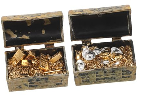 VILLFUL 2 Juegos Cajas de Miniatura con Monedas y Barras Casa de Muñecas Accesorios Educativos Imaginativo y Decoración de Realistas