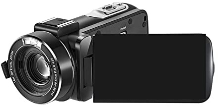 BGAZA Videocamera Vlog Videocamera con Microfono Obiettivo grandangolare, 1080P Full HD, Zoom Ottico 10X(Standard)