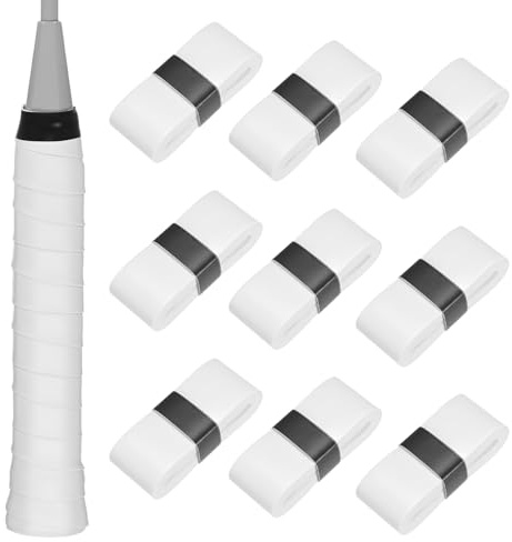 M METERXITY 10-Pack Tennis Racket Grip Tape PU Tennis Overgrip Grip Tapes Anti-Slip Sweat Absorbent for Pickleball/Racquetball/Badminton/Squash/Baseball Bat Handle White