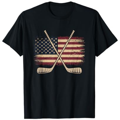 Camiseta De Hockey con Bandera Americana para Hombre Y Niña, Camiseta