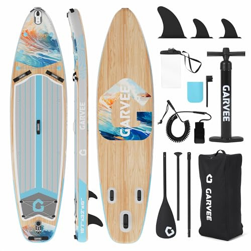 Premium SUP Board Set, Aufblasbares Stand Up Paddling Board – Ultra-Breites Mit 204kg Belastbarkeit, Verstellbares 3-Teiliges Paddel Mit Kamerahalterung, Komplettes Zubehör, Anfänger, Fortgeschrittene