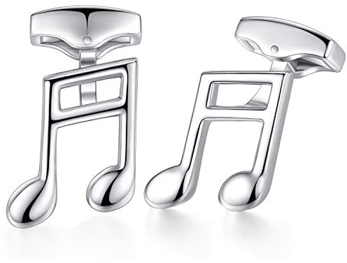 Honey Bear Nota musicale gemelli per uomo - acciaio inox per regalo di nozze business,Argento