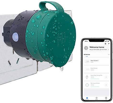 UCOMEN Enchufe Inteligente para Exterior con Tecnología WiFi en un Diseño Compacto, Controlable con Alexa, Google, Outdoor Smart Plug, Paquete de 1