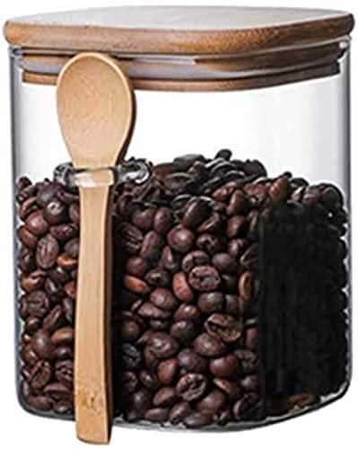 ITODA Large Glass Storage Jar with Lids and Spoon,Airtight Cereal Dispenser Clear Canister Sealed Cans Coffee Bean Storage Containers Spice Sugar Flour Salt Pepper Tea Jars, 28 OZ/ 800ML