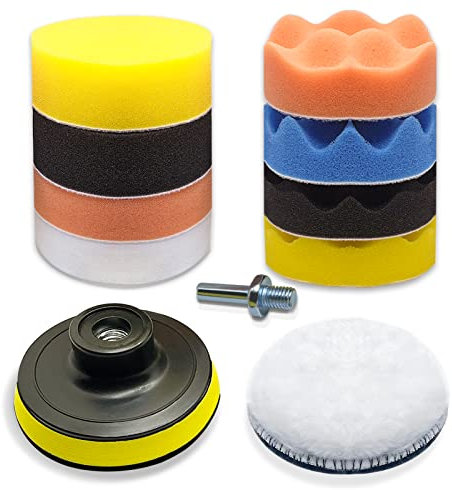 Spugna per lucidatura auto, kit spugna per lucidatura, adattatore per trapano e tamponi in cera di lana