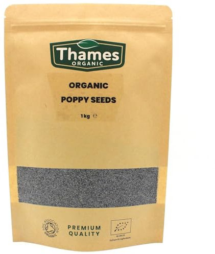 Organic Poppy Seeds - Nutritious & Flavorful Seeds - No Additives, No Preservatives - Raw, Vegan, Non-GMO - Great for Baking, Cooking, and Sprinkling - Thames Organic 1 kg