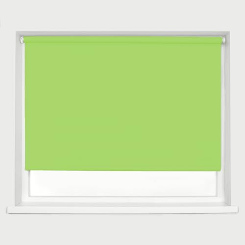 Lime Green Blackout Roller Blind Metal Fittings Trimmable UV Protection Thermal Properties Premium Fabric Home Office Bedroom Kids Room Child Safe Easy Fit Green 60cm Width x 160cm Drop