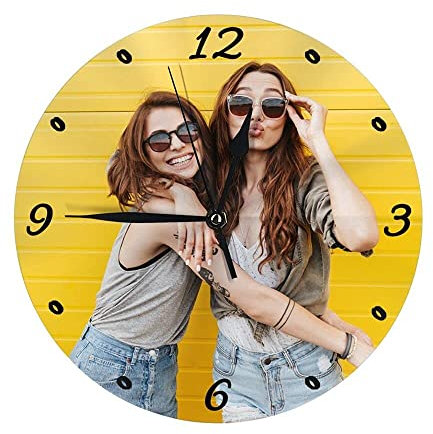Personalised Photo Clock, Personalized Round Clock with Photo Text, Custom Round Clock, Customized Wall Clock Gift for Mother Father Family Christmas Xmas Wedding Valentines Day Birthday Anniversary