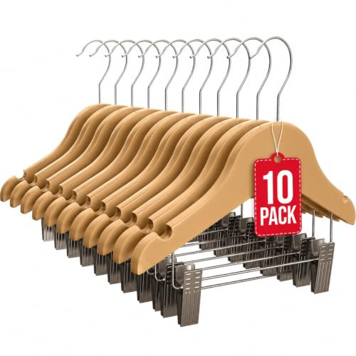 Percha de Madera Infantil con Pinzas Natural Pack 10 COM-FORT HOUSE