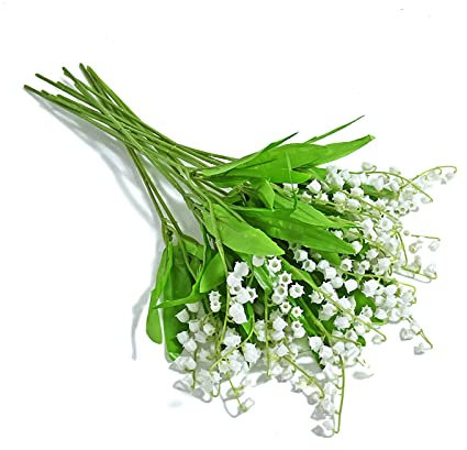 UESDU Artificial Flowers Vivid, Plastic Lily of The Valley 10 Pack Fake Lily Flowers Bouquet Greenery Shrubs Plants for Home Garden Decoration