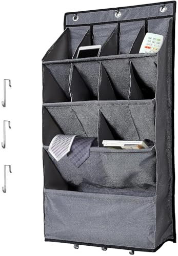 NELLHOMY Schuh-Organizer über der Tür, hängende Schuhaufbewahrung, Aufbewahrung verschiedener Fächer mit 6-Haken-Schuhaufbewahrungsregal für Schuhe, Wohnaccessoires usw（Gray）