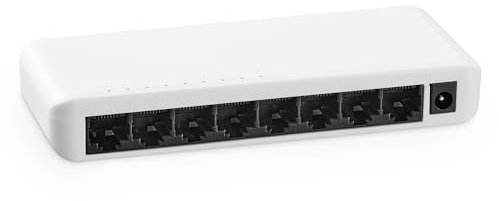 MokerLink 8 Port Gigabit Unmanaged Ethernet Switch, 8 x 100/1000Mbps Ports, Home Office Network Hub Splitter, Plastique Desktop & Wandmontage Network Switch