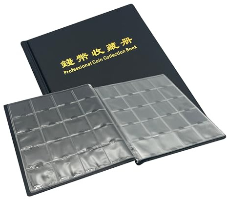 PCCB MINGT 200 Slots Pockets Multi-Colour Options Professional Coin Collection Album for Cardboard Coin Flip Holders (Black)