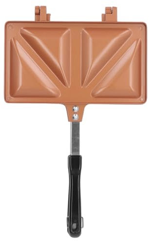 HAOHIZE Doppelseitige Sandwich Backform, Hot Sandwich Maker Aluminiumlegierung Hot Dog Toaster doppelseitige Bratpfanne Sandwich Backform (Gold)