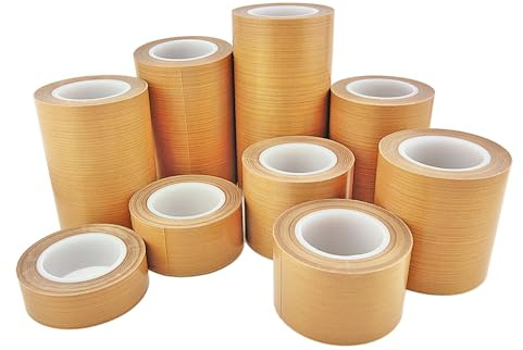 Qrity 1 Roll High Temp Tape 140mm x 10m, PTFE Tape, High Temperature Adhesive, for Vacuum & Impulse Sealers, Heat Resistant Up to 300℃