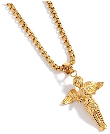 BESPORTBLE Collier D'ange Pendentif En Acier Titane, Chaîne De Cou Chic Pour Homme Et Femme, Bijou Vintage, Accessoire De Mode Pour Usage Quotidien, Taille Unique