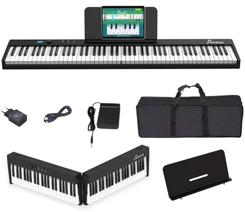 OYAYO Faltbares Klavier mit 88 Tasten Piano Full Size Semi Weighted, Faltbares Klaviertastatur mit MIDI Bluetooth, Klaviertasche, Folding Piano Keyboard für Anfänger Geschenk pinao