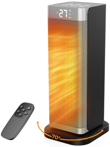 Electric Heater - 2000W Portable Fan Heater with 3 Modes, Low Noise Small Room Space heater with Thermostat, Remote, PTC Ceramic Heaters with 70°Oscillation, 12H Timer, Overheat & Tip-Over Protection