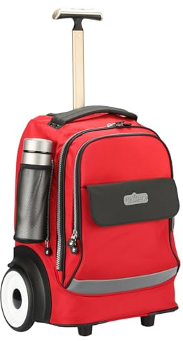 UNIKER Rolling Laptop Bag for 15.6 Inch Laptop,Community Nurse Bag on Wheels Work case,Roller Backpack for School, Business Daypack,Laptop Roller Case Travel Carry-on,T5- Black/Red, 40L