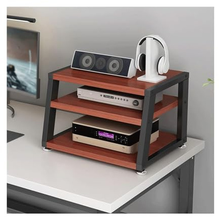 Trapetsformad AV mediestativ HIFI ljudställ för hemmakontor och underhållning stereoskåp 2/3/4 nivåers skrivbordsförvaring 40 x 35 x 35,5 cm