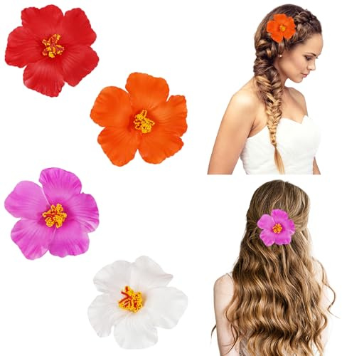 Horquillas de Flores, Pinzas de Flores para el Pelo, Clips de Pelo de Flor, Accesorios para el Cabello Hawaiano, Flower Hair Clip, con Multicolore Plumeria, para Mujeres y Niñas(E)