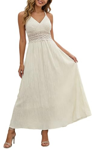 Vestido bohemio elegante para mujer, vestido de verano, espagueti, vestido midi con bufanda de seda, corsé, vestido de verano, línea A, sin mangas, para dama de honor, princesa, vintage, vestido de
