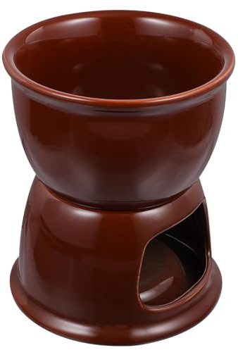 POPETPOP Service à Fondue au Chocolat en Céramique Marron, Appareil Robuste et Finement Travaillé, pour Dîner en Plein Air Entre Amis et Famille