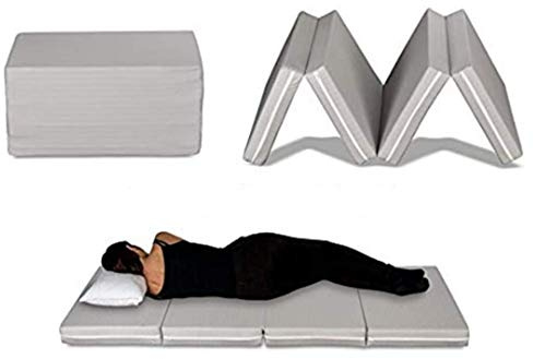 EVERGREENWEB – Futón Cama colchoneta ahorraespacio Plegable en 4 y Convertible en práctico puf. Colchón Individual de 10 cm Gris