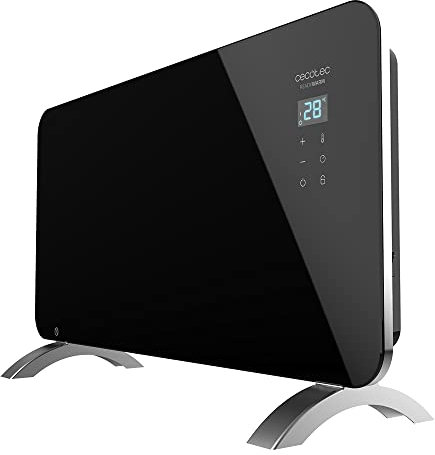 Cecotec Radiador Eléctrico Bajo Consumo Ready Warm 6720 Crystal Connection. Wifi, 1500 W, Termostato Regulable, Temporizador, Soporte de Pie, Protección Sobrecalentamiento, Negro, 13 x 80.5 x 47 cm
