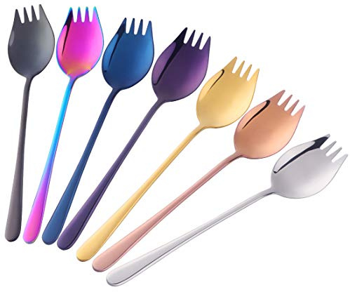 7-pack 8.5 INCH 18/10 Stainless Steel Spoon Sporks for Household Use Camping Travel Hiking