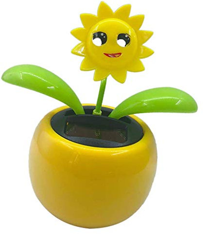Solar Powered Flip Flap Dancing Flower Toy For Car Dashboard Decor Automatic Dancing Flower Toy Kid's Gift - Sunflower 2, 10.5x6.5x11.3cm Durable and Useful