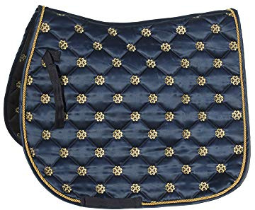 Rhinegold 415-P-NAVY Lucky Clover-Almohadilla para sillín de satén, Unisex Adulto, Azul Marino, Pony