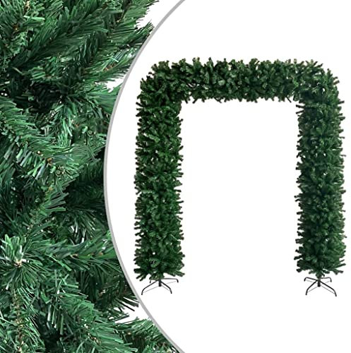 vidaXL Arco de Árbol de Navidad Navideño Vacaciones con Adornos Decoración Jardín Interior Exterior al Aire Libre Económica Verde 240 cm