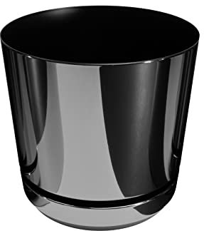 KORAD Blumentopf mit untersatzer - Muster 088 Glänzend Schwarz - 26 cm - Pflanzkübel aus Hochwertiger Kunststoff - Dekorativer Topf für Pflanzen