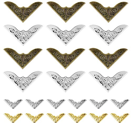 cobee 48 Stück Eckenschutz aus Metall, Vintage Stil Buchecken Kantenschutz Eisen Winkelschutz Eisen dekoratives Abdeckpad für Bücher Scrapbooking Alben Schmuckschatulle