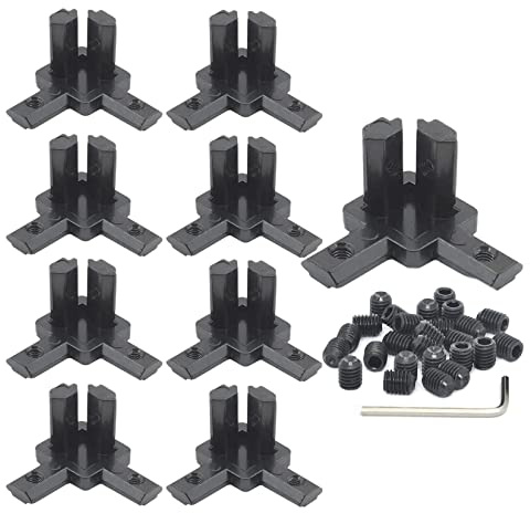 FORRCKY 8 Sets 2020 Aluminum Extrusion 3 Way End Corner Bracket 20 Series V T Slot Hardware Tri Cap Connector with M5 Screw for 2020 2040 Black Extruded Aluminum Profile