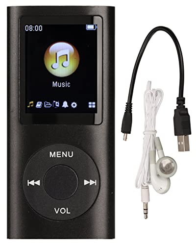 MP3-Spelare, Bärbar MP3-musikspelare med Smal 1,8 Tums LCD-skärm Litiumbatteri 200mAh Multifunktionellt Förlustfritt Ljud Snygg Spelare (Svart)