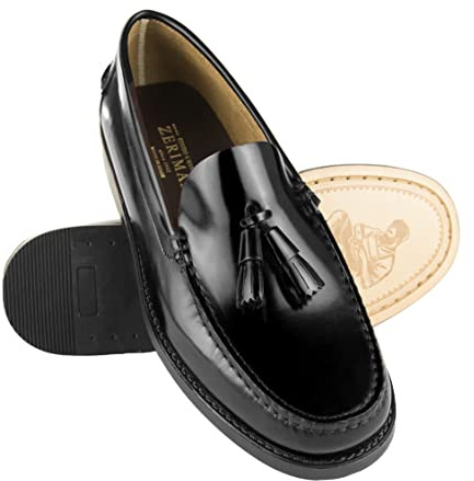 Zerimar Castellanos Homme | Chaussures Décontractées en Cuir Naturel pour Hommes | Chaussures en Cuir pour Hommes | Mocassin Masque en Cuir | Couleur Noir Taille 42
