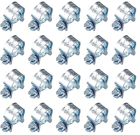 20 Stk Mini Schlauchschellen, verstellbar Rohrschellen, Klein Schlauchklemmen, Kraftstoffeinspritzung Gelenkbolzenschelle Schellen für Mini Kraftstoffleitungs Auspuffrohr Benzinrohr - 12-14mm