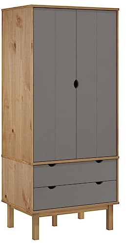vidaXL Kleiderschrank OTTA Braun&Grau 76,5x53x172 cm Massivholz Kiefer