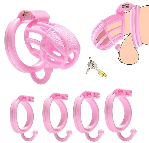 BDSMJOY Sex Spielzeug für die Männer,Peniskäfig mit Cockringe extrem,Chastity Cage Male mit Hodensackhaken,Keuschheitsgürtel für Herren extrem,Keuschheitskäfig Herren extrem Penis Cage (Rosa)