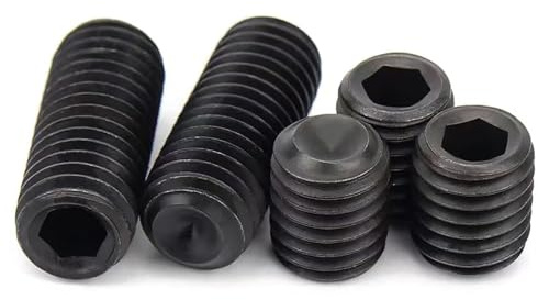 M3-0.5 x 10mm Black Hex Socket Set Grub Screws,Headless Cup Point,Flat Point Grub Bolt,Internal Hex Drive,Alloy Steel,Grade 12.9 Carbon Steel,for Towel Rack Door Knob,External Thread,Pack of 50